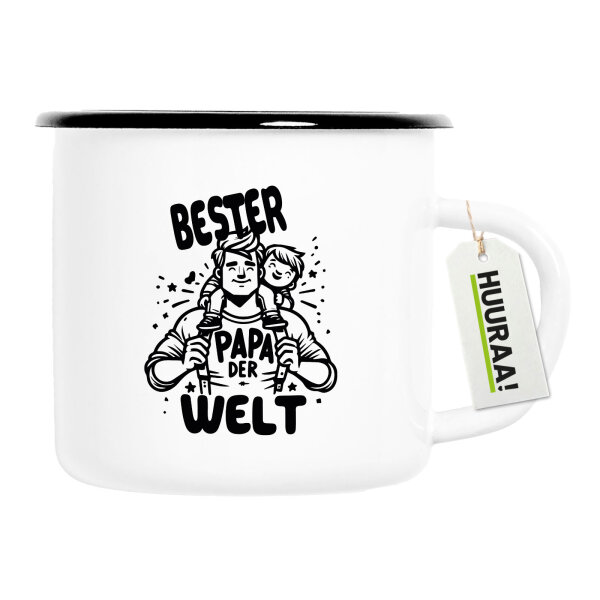 Emaille Tasse Bester Papa der Welt 300ml Vintage Emaille Becher