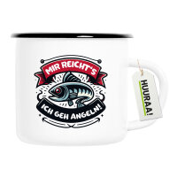 Emaille Tasse Mir reichtss ich geh angeln Fisch 300ml Vintage