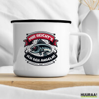 Emaille Tasse Mir reichtss ich geh angeln Fisch 300ml Vintage