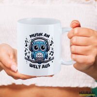 Kaffeetasse Musik an Welt aus Eule 330ml