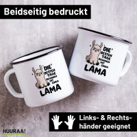 Emaille Tasse Besten Tage beginnen mit einem Lama 300ml...