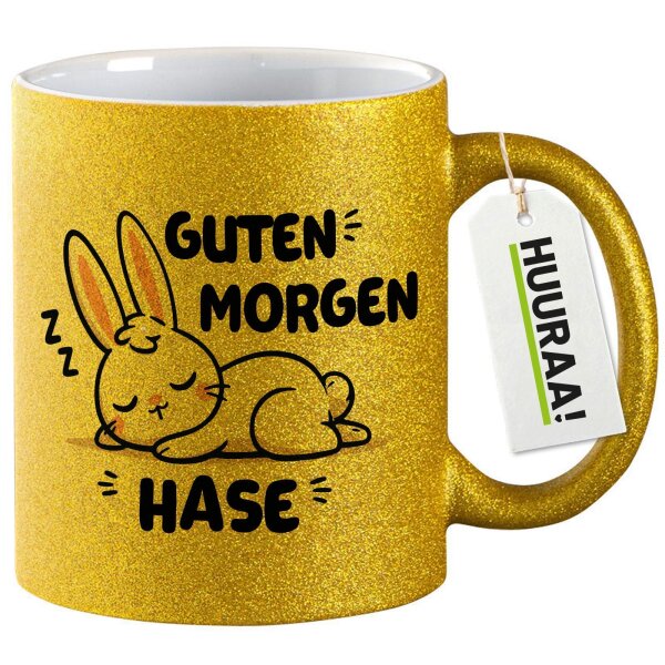 Glitzertasse Guten Morgen Hase 330ml