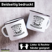 Emaille Tasse Lieber verfressen als gar kein Hobby 300ml Vintage Emaille Becher