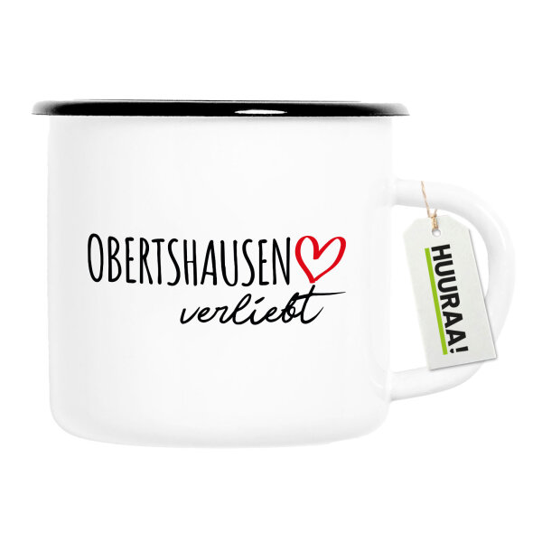 Emaille Tasse Obertshausen verliebt 300ml Vintage Emaille Becher