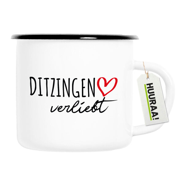 Emaille Tasse Ditzingen verliebt 300ml Vintage Emaille Becher