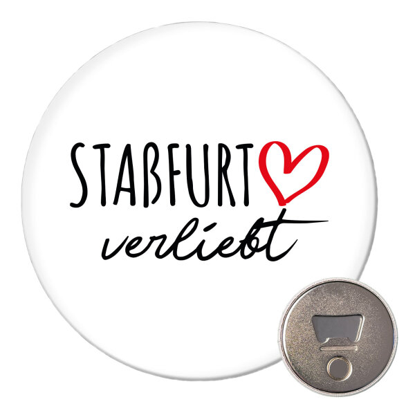 Magnet Staßfurt verliebt 59mm Kühlschrankmagnet Flaschenöffner