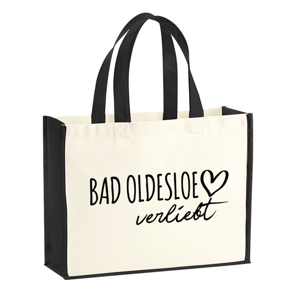 Jutetasche Bad Oldesloe verliebt 21 Liter Black