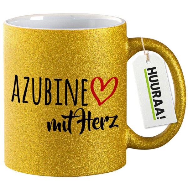 Glitzertasse Azubine mit Herz 330ml
