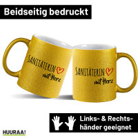 Glitzertasse Sanitäterin mit Herz 330ml