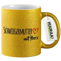 Glitzertasse Schwiegermutter mit Herz 330ml