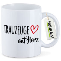 Kaffeetasse Trauzeuge mit Herz 330ml