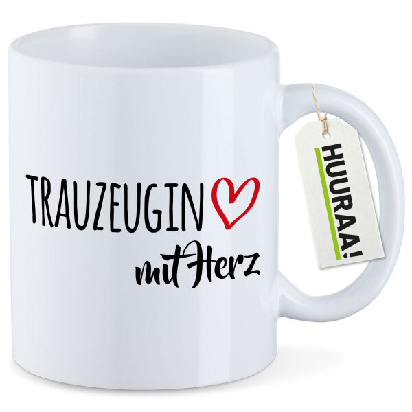 Kaffeetasse Trauzeugin mit Herz 330ml