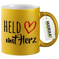 Glitzertasse Held mit Herz 330ml