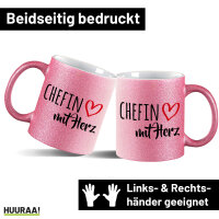 Kaffeebecher Chefin mit Herz 330ml Pink