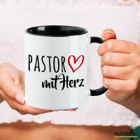 Kaffeetasse Pastor mit Herz 330ml Schwarz