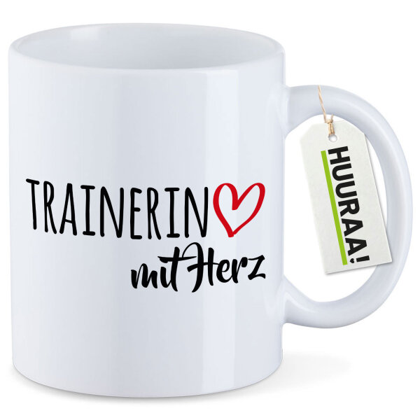 Kaffeetasse Trainerin mit Herz 330ml