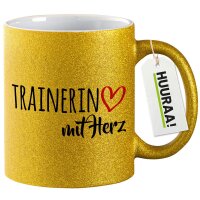 Glitzertasse Trainerin mit Herz 330ml