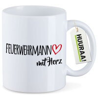 Kaffeetasse Feuerwehrmann mit Herz 330ml