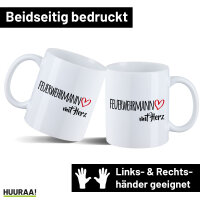 Kaffeetasse Feuerwehrmann mit Herz 330ml