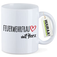 Kaffeetasse Feuerwehrfrau mit Herz 330ml