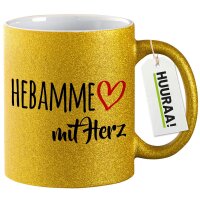 Glitzertasse Hebamme mit Herz 330ml