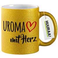Glitzertasse Uroma mit Herz 330ml