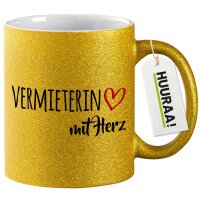 Glitzertasse Vermieterin mit Herz 330ml