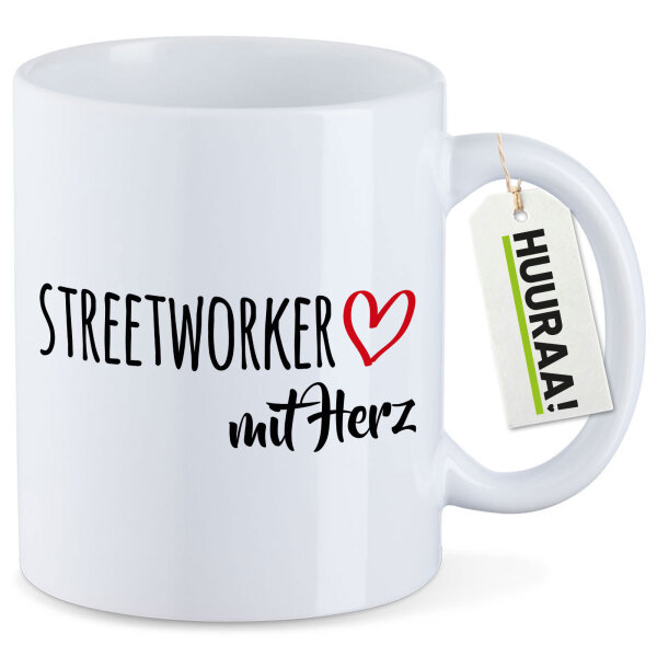 Kaffeetasse Streetworker mit Herz 330ml