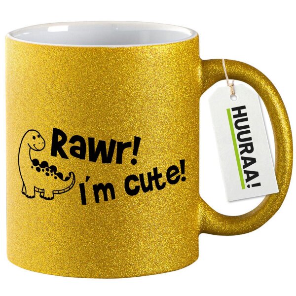 Glitzertasse Brachiosaurus I`m cute 330ml