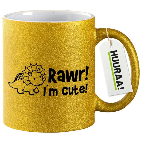 Glitzertasse Triceratops I`m cute 330ml