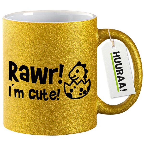 Glitzertasse Baby Dino I`m cute 330ml