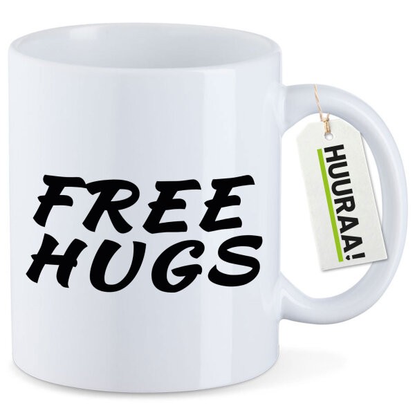 Kaffeetasse Free Hugs Schriftzug 330ml