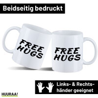 Kaffeetasse Free Hugs Schriftzug 330ml