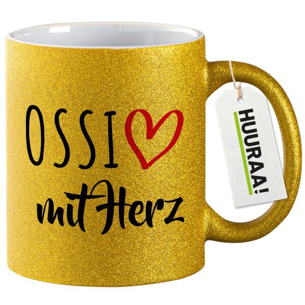 Glitzertasse Ossi mit Herz 330ml