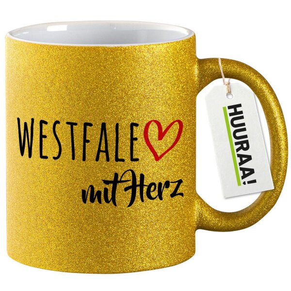 Glitzertasse Westfale mit Herz 330ml