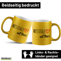 Glitzertasse Westfale mit Herz 330ml
