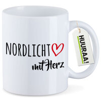 Kaffeetasse Nordlicht mit Herz 330ml