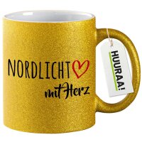 Glitzertasse Nordlicht mit Herz 330ml