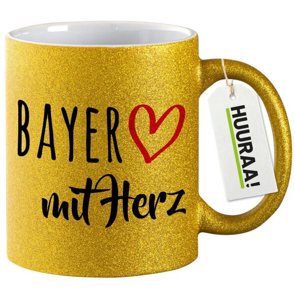 Glitzertasse Bayer mit Herz 330ml