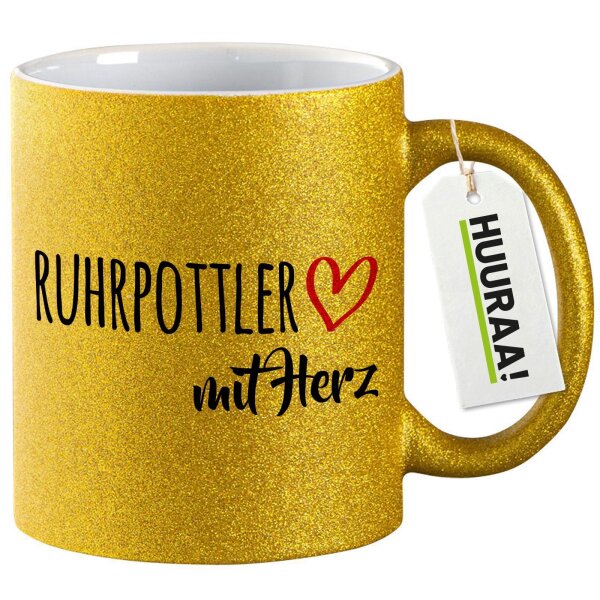 Glitzertasse Ruhrpottler mit Herz 330ml