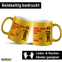 Glitzertasse Tasse gehört der besten Feuerwehrfrau...