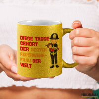 Glitzertasse Tasse gehört der besten Feuerwehrfrau...