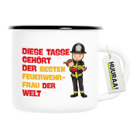 Emaille Tasse Tasse gehört der besten Feuerwehrfrau der Welt 300ml Vintage Emaille Becher
