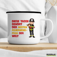Emaille Tasse Tasse gehört der besten Feuerwehrfrau der Welt 300ml Vintage Emaille Becher