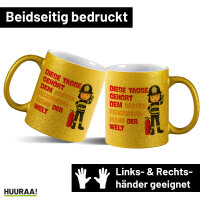 Glitzertasse Tasse gehört dem besten Feuerwehrmann der Welt 330ml