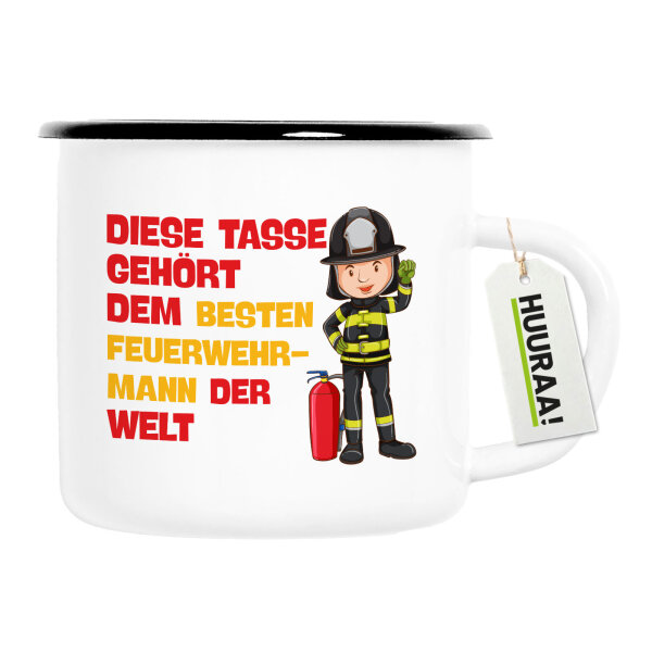 Emaille Tasse Tasse gehört dem besten Feuerwehrmann der Welt 300ml Vintage