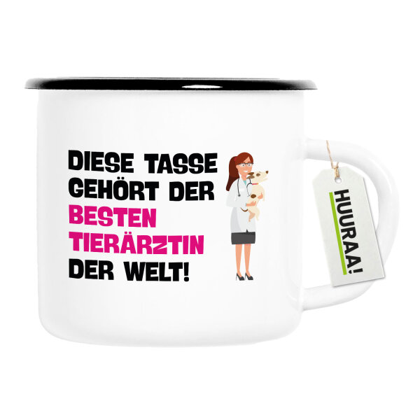 Emaille Tasse Tasse gehört der besten Tierärztin der Welt 300ml Vintage Emaille Becher