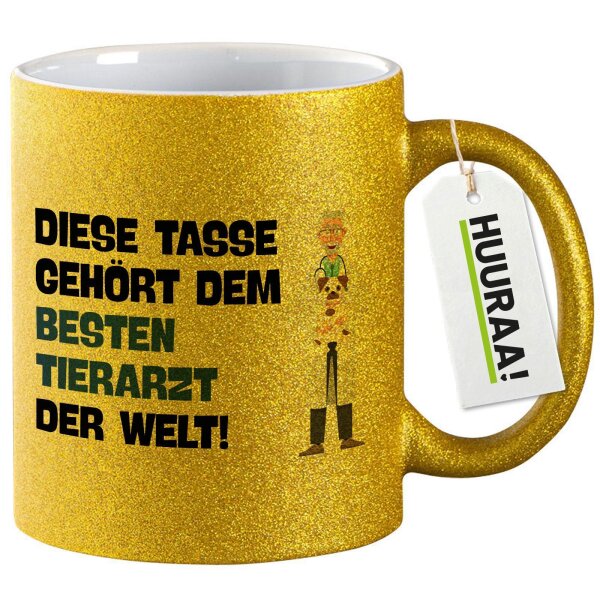 Glitzertasse Tasse gehört dem besten Tierarzt der Welt 330ml