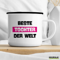 Emaille Tasse Beste Tocher der Welt 300ml Vintage Emaille Becher