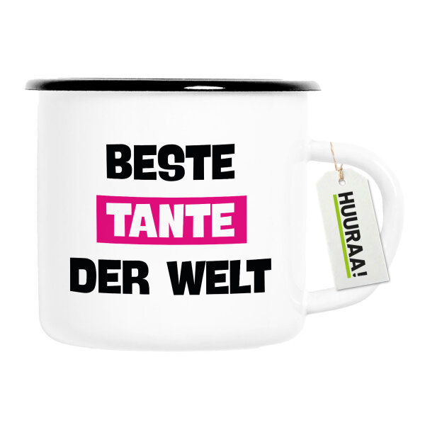 Emaille Tasse Beste Tante der Welt 300ml Vintage Emaille Becher